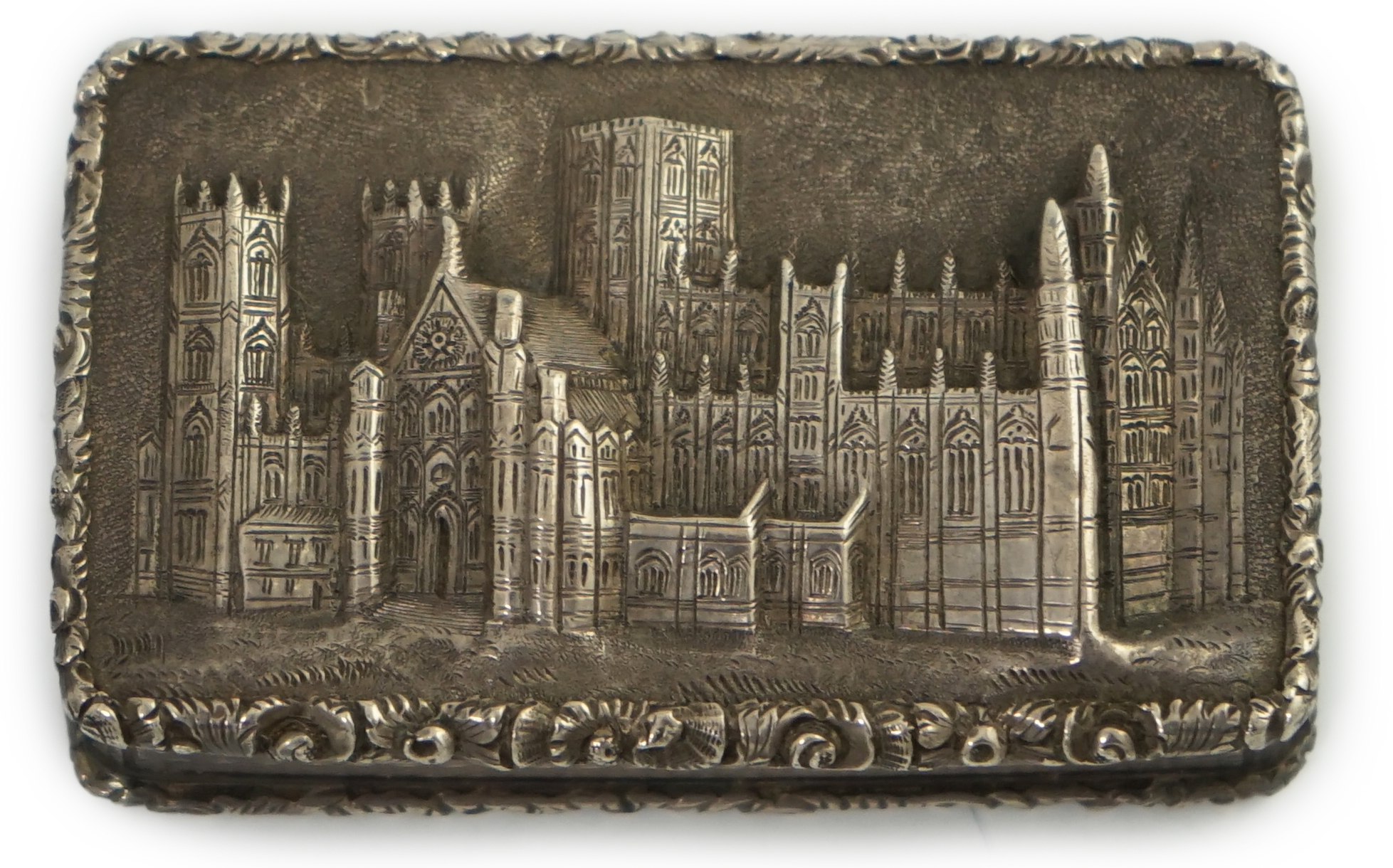 An early Victorian silver York Minster 'castle-top' vinaigrette, By Nathaniel Mills